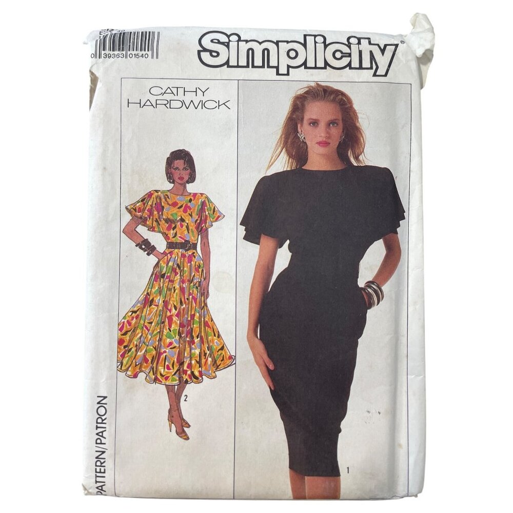 80s Simplicity 8055 Cathy Hardwick Sewing Pattern Size 12 Misses Dress 1987 CUT